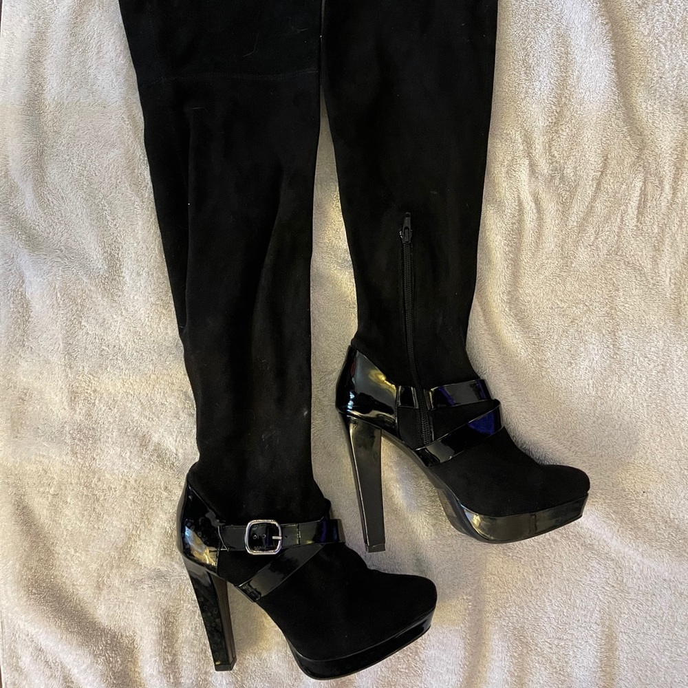 Black knee high JLo heels